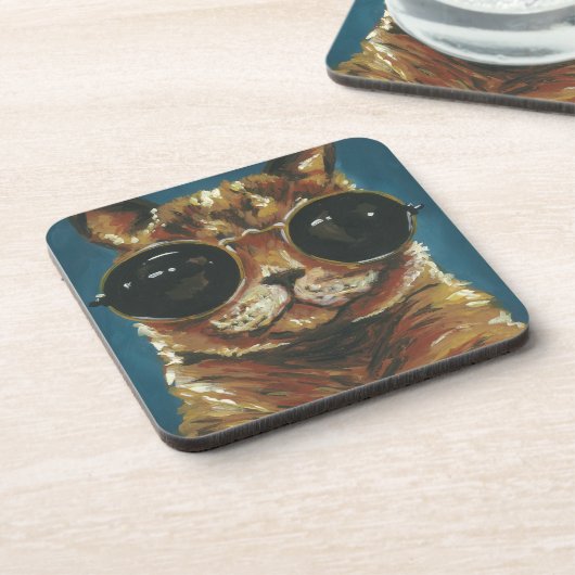 Dapper Animal | Kat in zonnebrillen Bier Onderzetter (Linkerzijde)