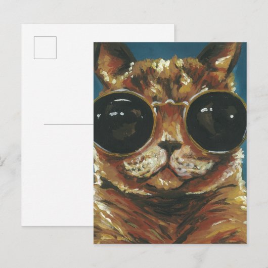 Dapper Animal | Kat in zonnebrillen Briefkaart (Voorkant / Achterkant)
