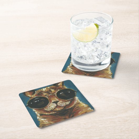 Dapper Animal | Kat in zonnebrillen Kartonnen Onderzetters (Insitu)