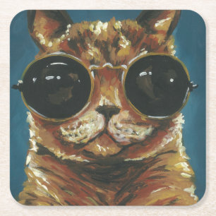 Dapper Animal   Kat in zonnebrillen Kartonnen Onderzetters