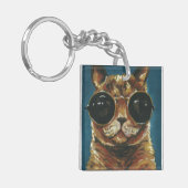 Dapper Animal | Kat in zonnebrillen Sleutelhanger (Voorkant Links)