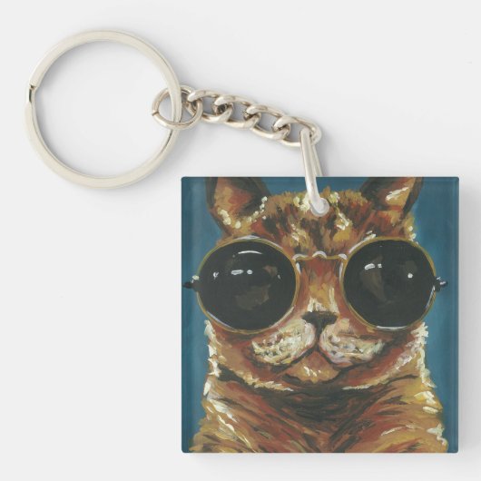 Dapper Animal | Kat in zonnebrillen Sleutelhanger (Voorkant)