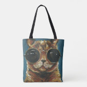 Dapper Animal | Kat in zonnebrillen Tote Bag (Achterkant)