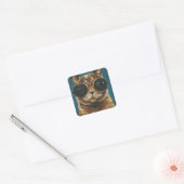 Dapper Animal | Kat in zonnebrillen Vierkante Sticker (Envelop)