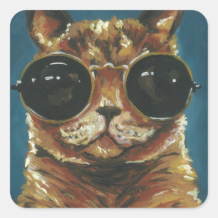 Dapper Animal   Kat in zonnebrillen Vierkante Sticker