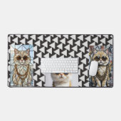 Dapper Animal | Kitty In Sunglasse  – Personalized Bureaumat (Keyboard & Muis)
