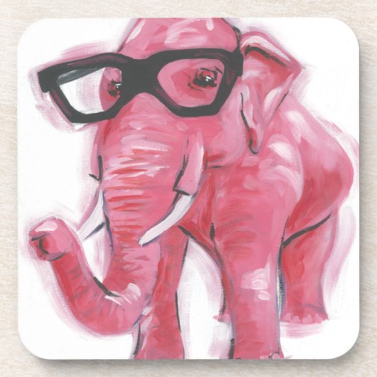 Dapper Animal | Roze olifant in eierassen Bier Onderzetter (Voorkant)