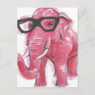 Dapper Animal   Roze olifant in eierassen Briefkaart