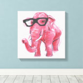Dapper Animal | Roze olifant in eierassen Canvas Afdruk (Insitu (Houten vloer))