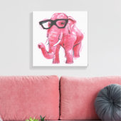Dapper Animal | Roze olifant in eierassen Canvas Afdruk (Insitu (Woonkamer))
