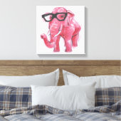 Dapper Animal | Roze olifant in eierassen Canvas Afdruk (Insitu (Slaapkamer))