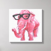 Dapper Animal | Roze olifant in eierassen Canvas Afdruk (Voorkant)