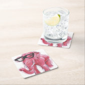 Dapper Animal | Roze olifant in eierassen Kartonnen Onderzetters (Insitu)