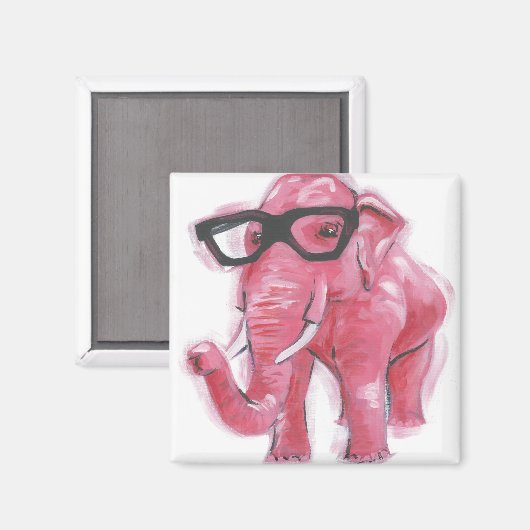 Dapper Animal | Roze olifant in eierassen Magneet (Voorkant / Achterkant)