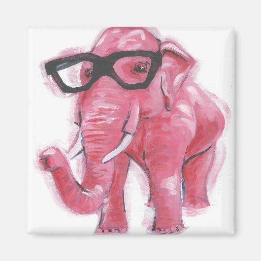 Dapper Animal | Roze olifant in eierassen Magneet (Voorkant)