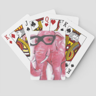 Dapper Animal   Roze olifant in eierassen Pokerkaarten