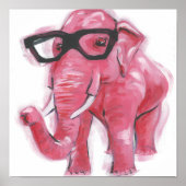 Dapper Animal | Roze olifant in eierassen Poster (Voorkant)