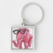 Dapper Animal | Roze olifant in eierassen Sleutelhanger (Voorkant)