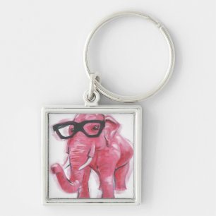 Dapper Animal   Roze olifant in eierassen Sleutelhanger