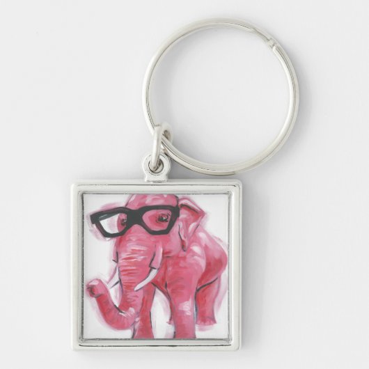 Dapper Animal | Roze olifant in eierassen Sleutelhanger (Voorkant)