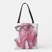 Dapper Animal | Roze olifant in eierassen Tote Bag (Achterkant)
