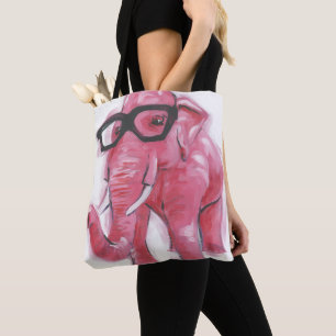 Dapper Animal Roze olifant in eierassen Tote Bag