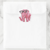 Dapper Animal | Roze olifant in eierassen Vierkante Sticker (Tas)
