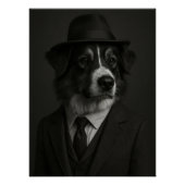 Dapper Australian Shepherd Dog in Suit and Hat Perfect Poster (Voorkant)