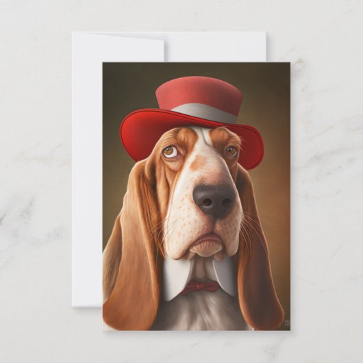 Dapper Basset Hound met rood Pet Bedankkaart (Voorkant)