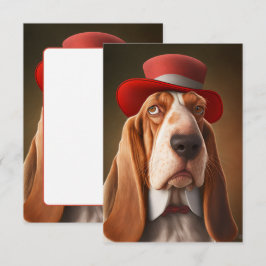 Dapper Basset Hound met rood Pet Bedankkaart