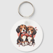 Dapper Beagle Dogs Art Sleutelhanger (Voorkant)