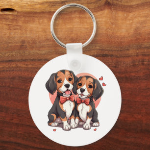 Dapper Beagle Dogs Art Sleutelhanger