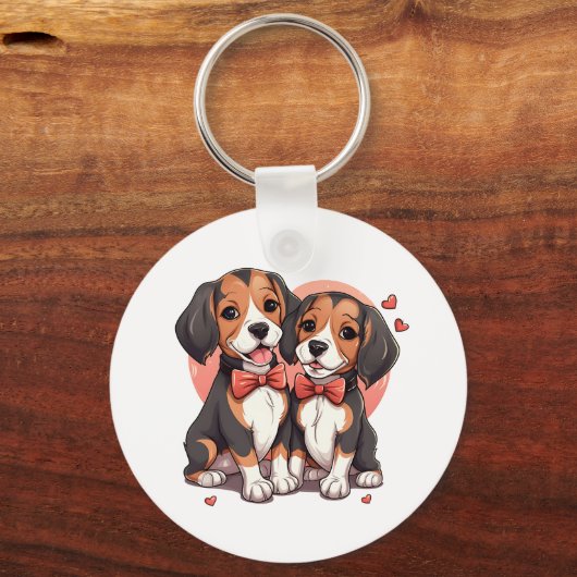 Dapper Beagle Dogs Art Sleutelhanger (Achterkant)