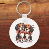 Dapper Beagle Dogs Art Sleutelhanger (Voorkant)