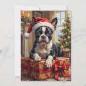 Dapper Boston Terrier Dog Christmas Gift Feestdagenkaart (Voorkant)