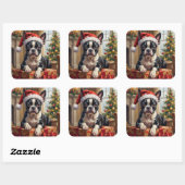 Dapper Boston Terrier Dog Christmas Gift Vierkante Sticker (Vel)