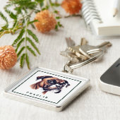 Dapper Boxer Pup gepersonaliseerd Sleutelhanger (Zijkant)