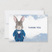 Dapper Boy Bunny in Blue Suit en Bow Stropdas Bedankkaart (Voorkant)