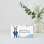 Dapper Boy Bunny in een blauw pak Luier Raffle Informatiekaartje (Staand voorkant)