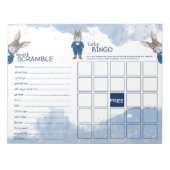 Dapper Boy Bunny in een Blue Suit Baby shower Game Notitieblok (Voorkant)