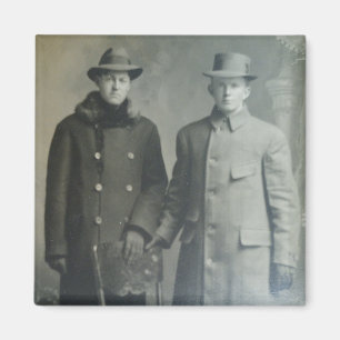 Dapper Brothers in Overjassen RPPC B & W Foto Afbe Magneet