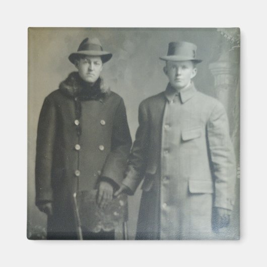 Dapper Brothers in Overjassen RPPC B & W Foto Afbe Magneet (Voorkant)