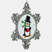Dapper Caroling Penguin Tin Sneeuwvlok Ornament (Links)