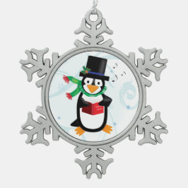 Dapper Caroling Penguin Tin Sneeuwvlok Ornament