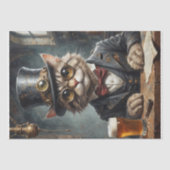 Dapper Cat drink Bier - Decoupage - Tissuepapier (Voorkant)