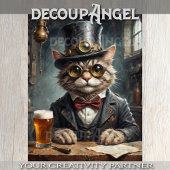 Dapper Cat drink Bier - Decoupage - Tissuepapier