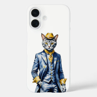 Dapper Cat iPhone 16 Hoesje - Stijlvolle beveiligi