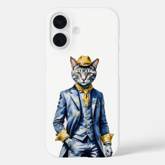 Dapper Cat iPhone 16 Hoesje - Stijlvolle beveiligi (Achterkant)