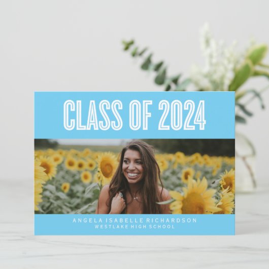 DAPPER CHIQUE KLASSE VAN 2024 AFSTUDEREN INVITATIO KAART (Staand voorkant)