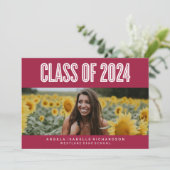 DAPPER CHIQUE KLASSE VAN 2024 AFSTUDEREN INVITATIO KAART (Staand voorkant)